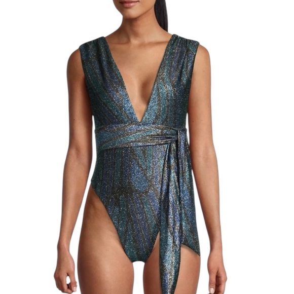NWT Ramy Brook Printed Shimmery Paradise Sparkle Viona One-Piece Swimsuit Medium - Picture 1 of 10